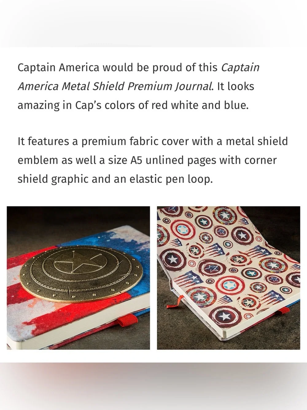 $10 Marvel Blue Red Hardcover Journal with Bronze Star Medallion $10 WHEN BUNDLE